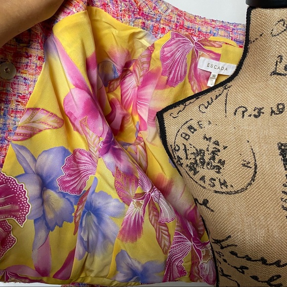 SOLD ESCADA pastel RARE pink tweed suit blazer - Picture 9 of 14